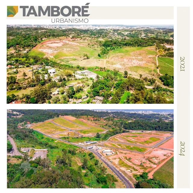 Evolução do loteamento Tamboré Jundiaí — comparativo aéreo 2021 a 2024